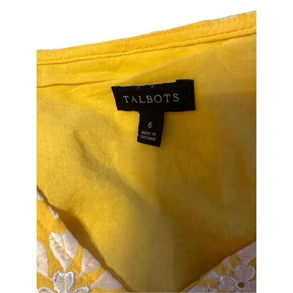 Talbots yellow with white embroidery- size 6 - Picture 6 of 7